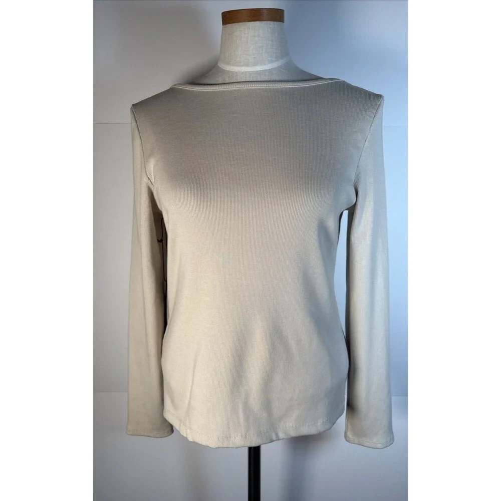 Tahari Long Sleeve Top Shirt  White Large NWT 